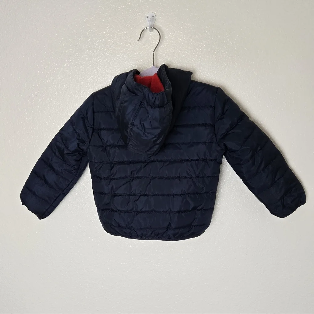 Nike Toddler Boys Puffer Hooded‎ Jacket Size 2T Full Zip Navy &  Red